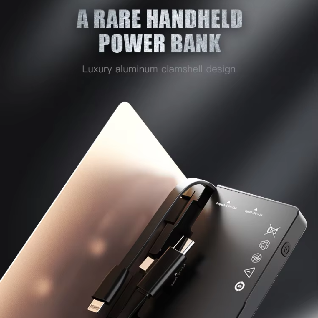 8000mAh power bank docking station with built-in USB and wireless charging for ultimate convenience.