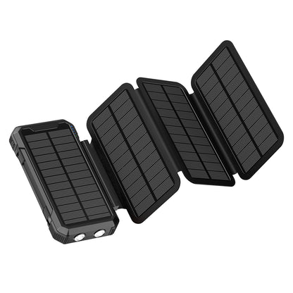 20000mAh portable solar charger power bank, ideal for recharging devices while on the go or off the grid.