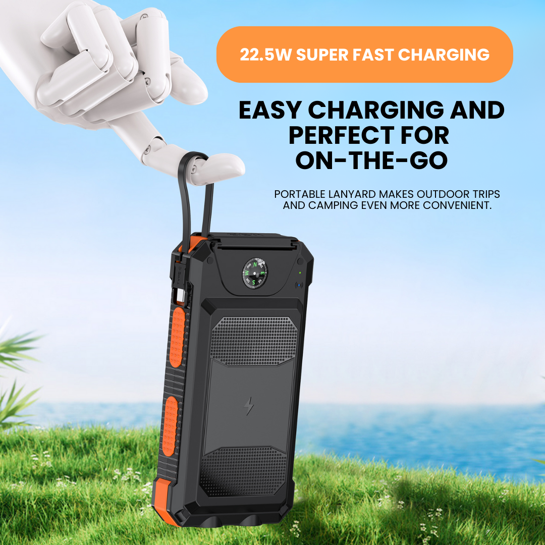 20000mAh waterproof solar power bank for outdoor charging