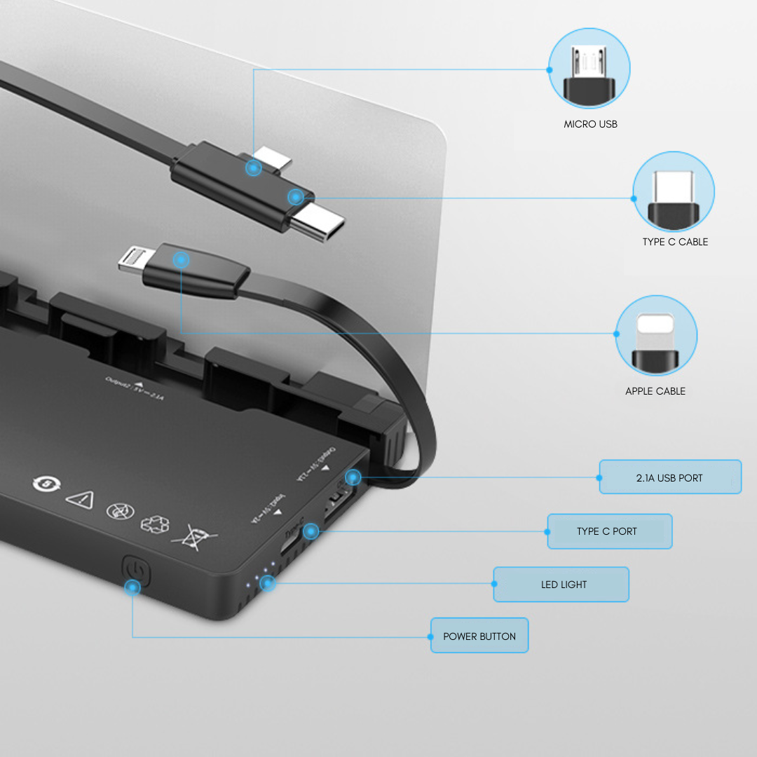 Multi port USB charging station with power capacity for charging phones, tablets, and more simultaneously.