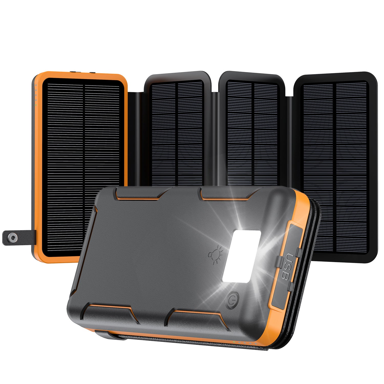 High-capacity 20000mAh solar power bank with USB charging ports