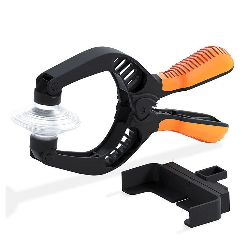 JM-OP05 Screen Opener Tool with Suction Cups for LCD Repair in angled view on a white background, with the phone holder displayed separately