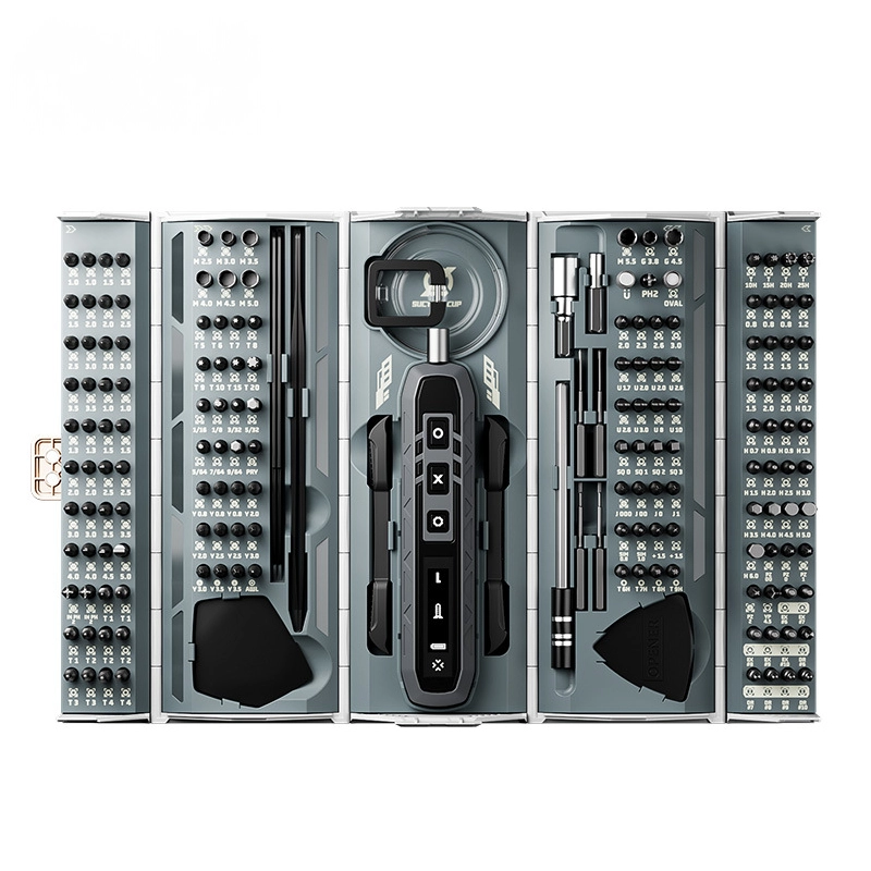 Mini Electric Screwdriver Set - Rechargeable Cordless Drill for Home Use - JM-8193 - open top view on a white background