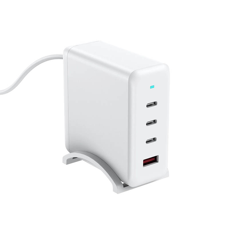 PD100W GaN Multi-Port Charger for Laptops & Phones, white variant, angled view on a white background