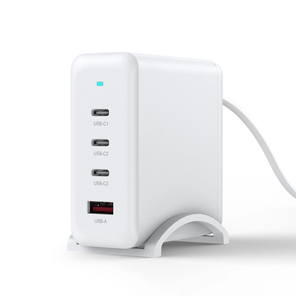 PD100W GaN Multi-Port Charger for Laptops & Phones, white variant, right angled view on a white background